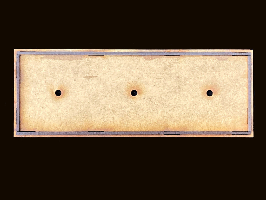Movement Tray 150mm x 50mm for 3 models on 50mm square bases (magnet holes)