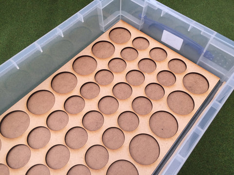 Storage Tray B&B (Box liner tray for 42 models) on 30mm & 40mm round bases (may suit Burrows and Badgers miniatures)