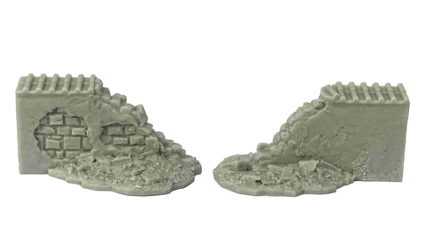 28mm 1:56 "Pantile Damaged High Wall Ends"