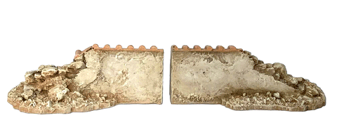 28mm 1:56 "Pantile Damaged Low Wall Ends"