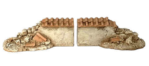 28mm 1:56 "Pantile Damaged Low Wall Ends"