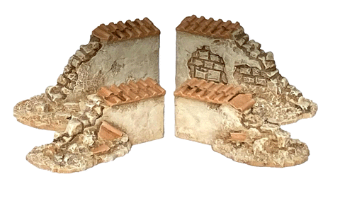 28mm 1:56 "Pantile Damaged High Wall Ends"