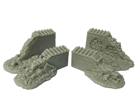 28mm 1:56 "Pantile Damaged High Wall Ends"
