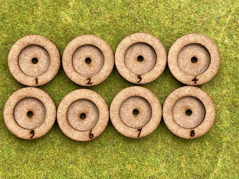 Leader Trays 1-8 for models on 1p size bases (drilled)