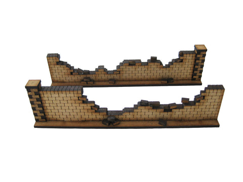 28mm 1:56 Red Brick Walls (2 x damaged pieces )