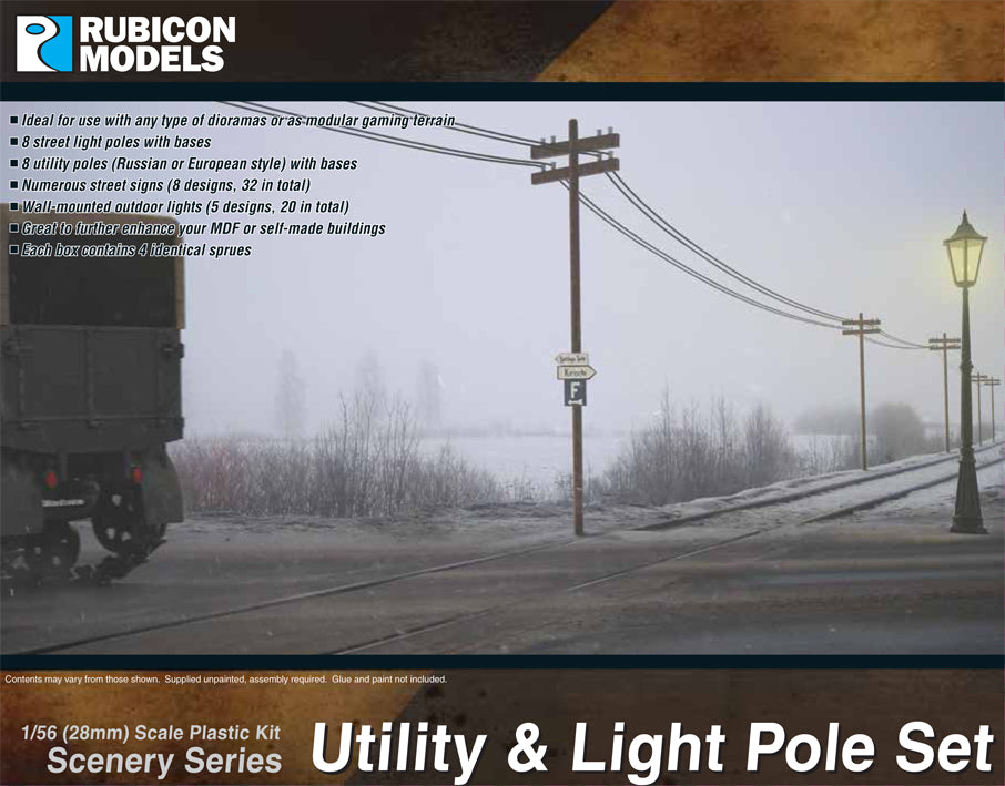 Any: Rubicon 28mm 1/56 : Utility & Light Pole Set (283004)