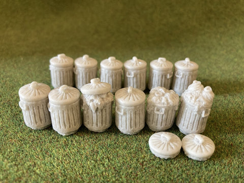 28mm 1:56 Resin "Bins / Trash Cans" set of 12 by Debris of War