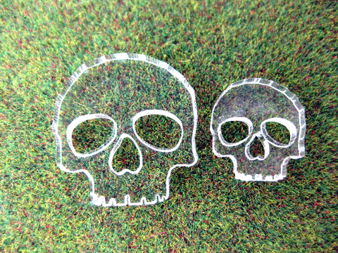 Skull Tokens 3mm Clear Acrylic set of 18