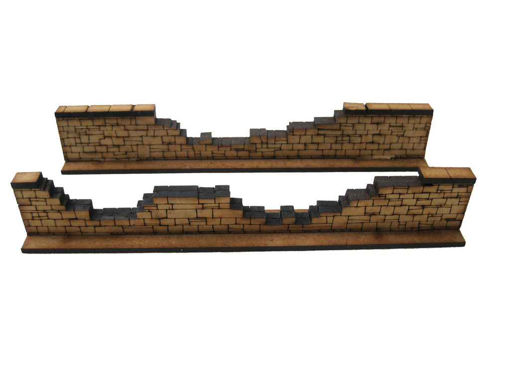 28mm 1:56 Stone Walls (2 x heavily damaged pieces)