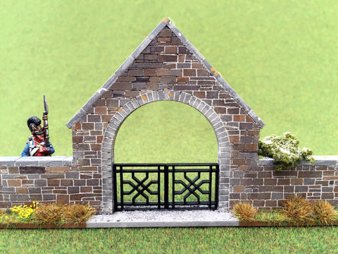28mm 1:56 Stone Wall Arched Gate