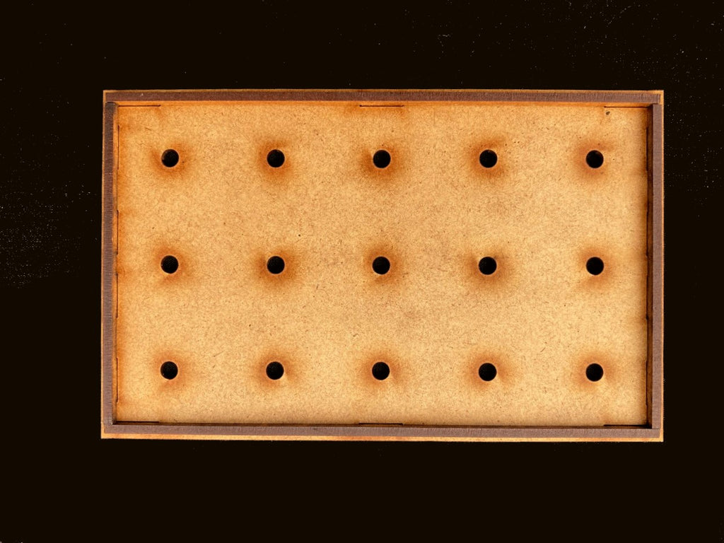 Movement Tray 125mm x 75mm for 15 models on 25mm square bases (magnet holes)