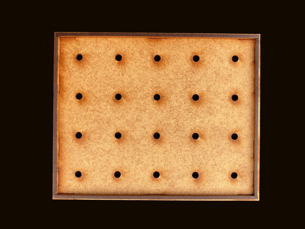 Movement Tray 125mm x 100mm for 20 models on 25mm square bases (magnet holes)