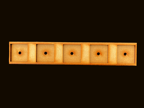 Movement Tray for 5 Oathmark skirmish models on 25mm square bases (magnet holes)