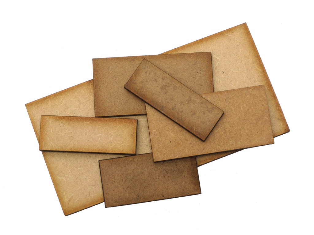 80mm x 50mm Rectangular Bases 2mm thick:  pack of 7