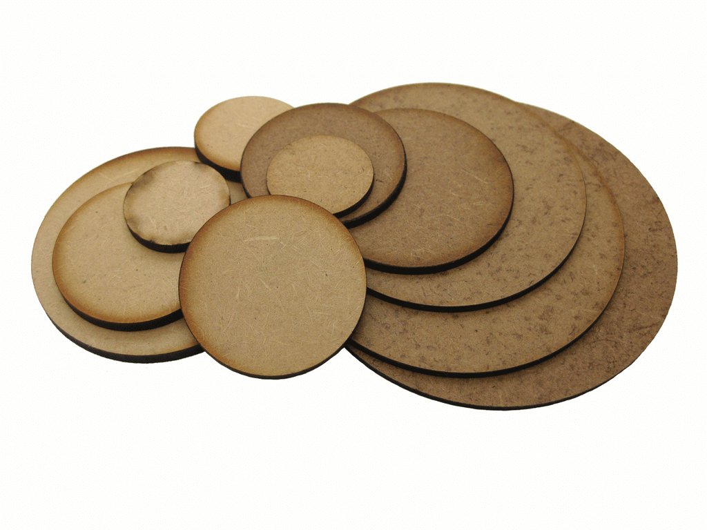 60mm Round Bases 3mm thick:  pack of 8