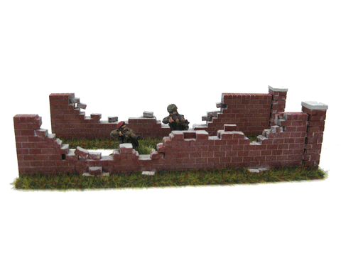 28mm 1:56 Red Brick Walls (2 x damaged pieces )