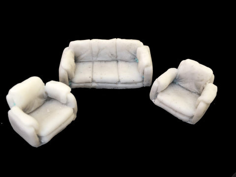 28mm 1:56 Resin "Sofa and Armchairs" set of 3 by Debris of War