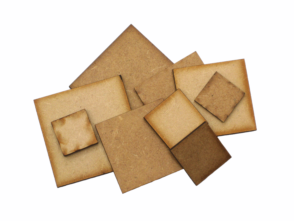 25mm Square Bases 2mm thick:  pack of 25