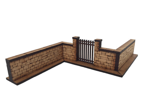 28mm 1:56 Stone Wall "Z section with gate" & 75mm short piece.