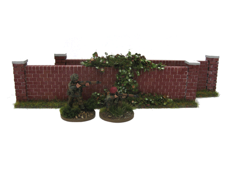 28mm 1:56 Red Brick Walls (2 x double pier pieces)