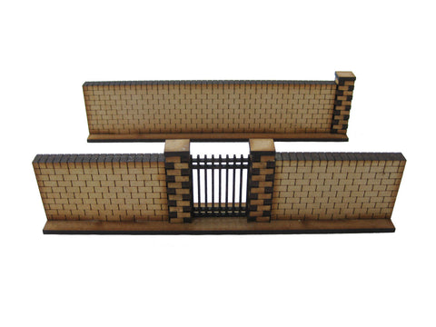 28mm 1:56 Red Brick Walls (1 x gate section & 1x straight piece )